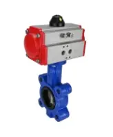 Затвор дисковый поворотный DN.ru WBV1631N-2W-Fb-H Ду150 Ру16 LUG корпус - чугун QT450, диск - нержавеющая сталь 304, уплотнение - NBR, с пневмоприводом DN.ru PA-SA-160