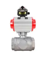 Кран шаровой DN.ru BV3232P(4pc)-SP-3WL-T-ISO-H WDVF Ду40 Ру63 стандартнопроходной, 3-ходовой L-тип, внутренняя резьба, корпус - нержавеющая сталь AISI 316, уплотнение - PTFE, с пневмоприводом PA-SA-130 и БКВ APL-510N EX