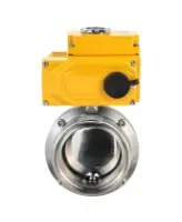 Затвор дисковый поворотный DN.ru WBV3131S-2W-T-H Ду80 Ру10 резьбовой, пищевая нержавеющая сталь 304, уплотнение - Silicon, с электроприводом DN.ru QT-N-005EM-B1-220VAC-У1 DAR (0-10В)
