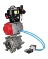 Кран шаровой DN.ru BV3232P(3pc)-FP-SW-ISO-H Ду65 Ру63 полнопроходной, корпус - нержавеющая сталь SS316, под приварку, с пневмоприводом PA-SA-130, пневмораспределителем 4V320-08 AC220V, БКВ APL-510N EX, БПВ AFC2000