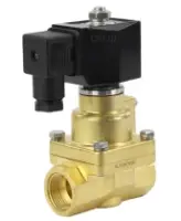 Клапан электромагнитный DN.ru VS1000-PT-NC-24VDC 1 1/2″ Ду40 Ру12 соленоидный двухходовой поршневой, резьбовой, корпус - латунь, уплотнение - PTFE, пилотного действия, нормально закрытый, катушка - 24В DC