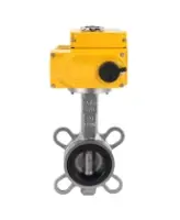 Затвор дисковый поворотный DN.ru WBV3432V-2W-Fb-H Ду80 Ру16, корпус - углеродистая сталь WCB, диск - нержавеющая сталь 316L, уплотнение - Viton, с электроприводом DN.ru QT-N-005EM-A1-220VAC-У1 DAR (4-20мА)