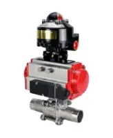 Кран шаровой DN.ru BV3232P(3pc)-FP-W-ISO-H LONG Ду80 Ру25 полнопроходной, корпус - нержавеющая сталь 316, уплотнение - PTFE, под приварку, с пневмоприводом DN.ru PA-SA-130, пневмораспределителем 4M310-08 AC220V и БКВ APL-510N EX