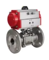 Кран шаровой DN.ru BV3131P(3pc)-FP-F-ISO-H Ду100 Ру16 полнопроходной трехсоставной, фланцевый, нержавеющая сталь 304, уплотнение - PTFE, 22х22, F10, WDVF, с пневмоприводом DN.ru PA-DA-105 двойного действия