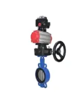 Затвор дисковый поворотный DN.ru WBV1432N-2W-Fb-H Ду125 Ру16, корпус - чугун GGG50, диск - нержавеющая сталь 316L, уплотнение - NBR, с пневмоприводом DN.ru PA-DA-105 двойного действия, с БКВ APL-510N EX, с ручным дублером MON3-700-T38-ISO
