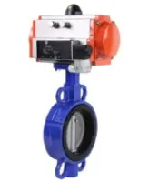 Затвор дисковый поворотный DN.ru WBV3432N-2W-Fb-H Ду200 Ру16, корпус - углеродистая сталь WCB, диск - нержавеющая сталь 316L, уплотнение - NBR, с пневмоприводом PA-DA-130 двойного действия, с пневмораспределителем 4V320-08 AC220V