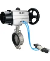 Затвор дисковый поворотный DN.ru WBV3232E-2W-Fb-H Ду150 Ру16, корпус - нержавеющая сталь 316L, диск - нержавеющая сталь 316L, уплотнение - EPDM, с пневмоприводом PA-DA-105-1 двойного действия, с пневмораспределителем 4V320-08 AC220V
