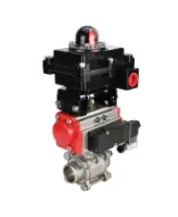 Кран шаровой DN.ru BV3232P(3pc)-FP-W-ISO-H Ду80 Ру25 полнопроходной под приварку, корпус - нержавеющая сталь 316, уплотнение - PTFE, с пневмоприводом PA-SA-130, пневмораспределителем 4M310-08 220В NAMUR и БКВ APL-410N EX