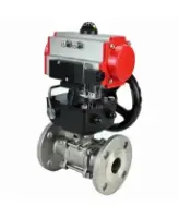 Кран шаровой DN.ru BV3232P(3pc)-FP-F-ISO-H Ду80 Ру40 фланцевый корпус - нержавеющая сталь 316, полнопроходной, уплотнение - PTFE, с пневмоприводом PA-DA-083, пневмораспределителем 4M310-08 AC220V, ручным дублером MON2-450-T28-ISO