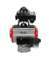 Кран шаровой DN.ru BV3232P(2pc)-FP-T-ISO-H Ду80 Ру40, полнопроходной внутренняя резьба, нержавеющая сталь SS316, уплотнение - PTFE, с пневмоприводом PA-SA-130 с возвратными пружинами, с пневмораспределителем 4M310-08 220В, с БКВ APL-410N EX