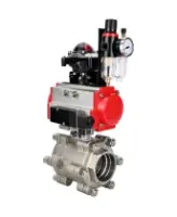Кран шаровой DN.ru BV3232P(3pc)-FP-SW-ISO-H Ду65 Ру63 полнопроходной, корпус - нержавеющая сталь SS316, под приварку, с пневмоприводом PA-SA-130, пневмораспределителем 4M310-08 AC220V, БКВ APL-210N, БПВ AFC2000