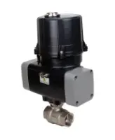 Кран шаровой DN.ru BV3232P(2pc)-FP-T-ISO-H Ду10 Ру63 полнопроходной, резьбовой, внутренняя резьба, корпус - нержавеющая сталь 316, уплотнение - PTFE, с электроприводом четвертьоборотным DN.ru QTSA-N-003EM-O0-220VAC с пружинным возвратом
