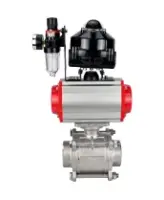 Кран шаровой DN.ru BV3232P(3pc)-FP-W-ISO-H WDVF Ду40 Ру40 полнопроходной, трехсоставной, корпус - нержавеющая сталь 316, уплотнение - PTFE, под приварку, с пневмоприводом PA-SA-105, пневмораспределителем 4M310-08 DC24V, БКВ APL-510N EX, БПВ AFC2000