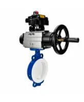 Затвор дисковый поворотный DN.ru WBV3434Pf-2W-Fb-R Ду200 Ру16, корпус - углеродистая сталь WCB, диск - углеродистая сталь WCB, футерованный PTFE, уплотнение - PTFE, с пневмоприводом PA-DA-105-1 и БКВ APL-410N EX