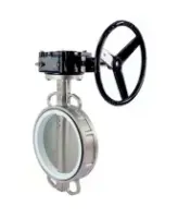 Затвор дисковый поворотный DN.ru WBV3131P-2W-Fb-R Ду200 Ру16 межфланцевый, корпус - нержавеющая сталь 304, диск - нержавеющая сталь 304, уплотнение - PTFE, с редуктором, с ISO-фланцем F10, квадрат 17х17