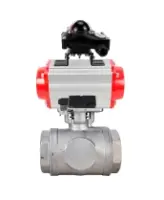 Кран шаровой DN.ru BV3232P(4pc)-SP-3WL-T-ISO-H WDVF Ду40 Ру63 стандартнопроходной, 3-ходовой L-тип, внутренняя резьба, нержавеющая сталь AISI 316, PTFE, с пневмоприводом PA-SA-130, пневмораспределителем 4M310-08 AC220V и БКВ APL-210N