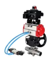 Кран шаровой DN.ru BV3232P(3pc)-FP-W-ISO-H LONG Ду65 Ру25 полнопроход., корпус - нерж.сталь 316, уплотнение - PTFE, под приварку, с пн.приводом PA-DA-083, пн.распределителем 4V320-08 AC220V, редуктором MON2-450-T28-ISO и БКВ APL-410N EX