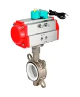 Затвор дисковый поворотный DN.ru WBV3432P-2W-Fb-H Ду50 Ру16, корпус - углеродистая сталь WCB, диск - нержавеющая сталь 316L, уплотнение - PTFE, с пневмоприводом DN.ru PA-SA-105, магнитным переключателем ALS200D