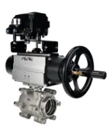 Кран шаровой DN.ru BV3232P(3pc)-FP-SW-ISO-H Ду100 Ру63 полнопроходной, корпус - нержавеющая сталь SS316, под приварку, с пневмоприводом PA-DA-105-1, электропневматическим поворотным позиционером YT-1000RSN без обратной связи