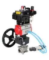 Кран шаровой DN.ru BV3232P(3pc)-FP-W-ISO-H Ду50 Ру40, полнопроходной, нержавеющая сталь 316, PTFE, под приварку, с пневмоприводом PA-DA-083, пневмораспределителем 4V320-10 AC220V, БКВ APL-410N Ex, ручным дублером MON2-450-T28-ISO, БПВ AFC2000