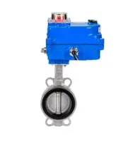 Затвор дисковый поворотный DN.ru WBV3131E-2W-Fb-H Ду50 Ру16 межфланцевый, корпус - нержавеющая сталь 304, диск - нержавеющая сталь 304, уплотнение - EPDM, с электроприводом DN.ru QT-N-003EM-O1-12VDC-У1 blue