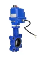 Затвор дисковый поворотный DN.ru WBV1631E-2W-Fb-H Ду50 Ру16 LUG межфланцевый, корпус - чугун QT450, диск - нержавеющая сталь AISI 304, уплотнение - EPDM, с электроприводом QT-N-003EM-O1-12VDC-У1 blue 12В