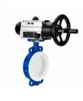 Затвор дисковый поворотный DN.ru WBV3434Pf-2W-Fb-R Ду200 Ру16, корпус - углеродистая сталь WCB, диск - углеродистая сталь WCB, футерованный PTFE, уплотнение - PTFE, с пневмоприводом PA-DA-105-1 и пневмораспределителем 4M310-08 AC220V