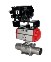 Кран шаровой DN.ru BV3232P(3pc)-FP-W-ISO-H LONG Ду65 Ру25 полнопроходной, корпус - нержавеющая сталь 316, уплотнение - PTFE, под приварку, с пневмоприводом DN.ru PA-DA-083 и пневмопозиционером YT-1000RSN без обратной связи