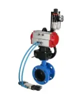 Затвор дисковый поворотный DN.ru WBV1313E-2W-F-H Ду100 Ру16 фланцевый, корпус - чугун GGG40, диск - чугун GGG40, EPDM, с пневмоприводом DN.ru PA-DA-105, пневмораспределителем DN.ru 4V320-08 AC220V, дублером DN.ru MON1-250-T26-ISO и БПВ DN.ru AFC2000