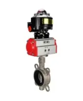 Затвор дисковый поворотный DN.ru WBV3232E-2W-Fb-H Ду150 Ру16, корпус - нержавеющая сталь 316L, диск - нержавеющая сталь 316L, уплотнение - EPDM, с пневмоприводом PA-DA-105 двойного действия, с БКВ APL-510N EX