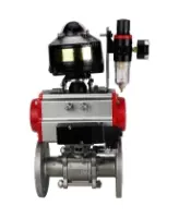 Кран шаровой DN.ru BV3131P(3pc)-FP-F-ISO-H Ду15 Ру40 фланцевый, полнопроходной, трехсоставной, корпус - нерж. сталь SS304, уплотнение - PTFE, с пн.приводом DN.ru PA-DA-052 пн.распределителем 4M310-08 AC220V БПВ AFC2000 БКВ APL-510N-EX
