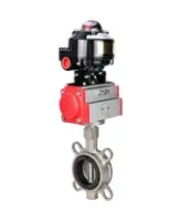 Затвор дисковый поворотный DN.ru WBV3131N-2W-Fb-H Ду150 Ру16, корпус - нержавеющая сталь 304, диск - нержавеющая сталь 304, уплотнение - NBR, с пневмоприводом DN.ru PA-DA-105 и БКВ DN.ru APL-510N EX