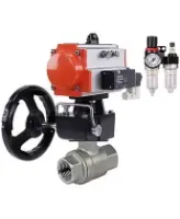 Кран шаровой DN.ru BV3232P(2pc)-FP-T-ISO-H Ду80 Ру40 полнопроходной, внутренняя резьба, нержавеющая сталь 316, уплотнение - PTFE, с пневмоприводом PA-DA-083, пневмораспределителем 4M310-08 AC220V, ручным дублером MON2-450-T28-ISO, БПВ AFC2000
