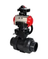 Кран шаровой DN.ru BV4242E-FP-GRM-ISO Дн50 Ру10 полнопроходной, корпус - НПВХ, шар - НПВХ, уплотнение - EPDM, с пневмоприводом PA-DA-052, пневмораспределителем 4M310-08 AC220V, ручным дублером MON1-250-T26-ISO и БКВ APL-210N