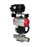 Кран шаровой DN.ru BV3232P(3pc)-FP-W-ISO-H LONG Ду65 Ру25 полнопроход., корпус - нерж.сталь 316, уплотнение - PTFE, под приварку, с пн.приводом DN.ru PA-DA-083, редуктором DN.ru MON2-450-T28-ISO и пневмопозиционером YT-1000RSN без обратной связи