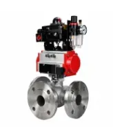 Кран шаровой DN.ru BV3232P(2pc)-FP-3WL-F-ISO-H Ду20 Ру16 HYMT, трехходовой L-тип, полнопроходной, фланцевый, корпус - нержавеющая сталь SS316, с пневмоприводом PA-DA-052, пневмораспределителем 4M310-08 24В NAMUR, БКВ APL-410N EX и БПВ AFC2000