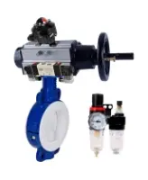 Затвор дисковый поворотный DN.ru WBV3434Pf-2W-Fb-R Ду200 Ру16 корпус - углеродистая сталь WCB, диск - углеродистая сталь WCB, футерованный PTFE, уплотнение - PTFE, с PA-DA-105-1, 4V320-08 AC220V, APL-210N, AFC2000