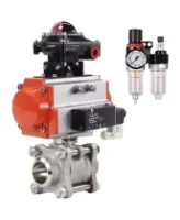 Кран шаровой DN.ru BV3232P(3pc)-FP-W-ISO-H Ду80 Ру25 полнопроходной двухходовой, корпус - нержавеющая сталь SS316, под приварку, уплотнение - PTFE, с пневмоприводом PA-SA-130, пневмораспределителем 4V320-08 AC220V, БКВ APL-410N EX и БПВ AFC2000
