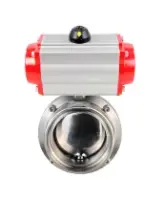 Затвор дисковый поворотный DN.ru WBV3131E-2W-T-H Ду50 Ру10 резьбовой, пищевая нержавеющая сталь 304, уплотнение – EPDM, с пневмоприводом DN.ru PA-SA-065 с возвратными пружинами