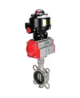Затвор дисковый поворотный DN.ru WBV3232V-2W-Fb-H Ду100 Ру16, корпус - нержавеющая сталь 316L, диск - нержавеющая сталь 316L, уплотнение - Viton, с пневмоприводом PA-DA-083 двойного действия, с БКВ APL-510N EX