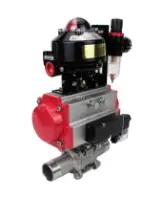 Кран шаровой DN.ru BV3232P(3pc)-FP-W-ISO-H LONG Ду80 Ру25 полнопроходной, корпус - нержавеющая сталь 316, уплотнение - PTFE, под приварку, с пневмоприводом DN.ru PA-SA-130, пневмораспределителем 4M310-08 AC220V, БКВ APL-510N EX и БПВ AFC2000