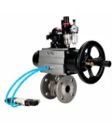 Кран шаровой DN.ru BV3232P(2pc)-FP-F-ISO-H WDVF Ду100 Ру16 полнопроходной, фланцевый, корпус - нержавеющая сталь 316, уплотнение - PTFE, с пневмоприводом PA-DA-105-1, пневмораспределителем 4V320-08 AC220V, БКВ APL-210N и БПВ AFC2000