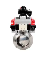 Затвор дисковый поворотный DN.ru WBV3131S-2W-W-H Ду80 Ру10 под приварку, пищевая нержавеющая сталь 304, уплотнение – Silicon, с пневмоприводом DN.ru PA-DA-065, пневмораспределителем DN.ru 4V320-10 AC220V и БКВ DN.ru APL-210N
