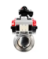 Затвор дисковый поворотный DN.ru WBV3131S-2W-T-H Ду65 Ру10, резьбовой, пищевая нержавеющая сталь 304, уплотнение - Silicon, с пневмоприводом PA-SA-083, пневмораспределителем 4M320-08 AC220V и БКВ APL-210N