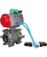 Кран шаровой DN.ru BV3232P(3pc)-FP-SW-ISO-H Ду100 Ру63 полнопроходной, корпус - нержавеющая сталь SS316, под приварку, с пневмоприводом PA-DA-105, пневмораспределителем 4V320-08 AC220V, магнитным переключателем ALS200D