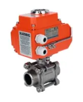 Кран шаровой DN.ru BV3232P(3pc)-FP-W-ISO-H WDVF Ду40 Ру40 полнопроходной, трехсоставной, корпус - нержавеющая сталь 316, уплотнение - PTFE, под приварку, с 1/4-оборотным электроприводом DN.ru QT-N-005EM-O1-220VAC-У1 HARK