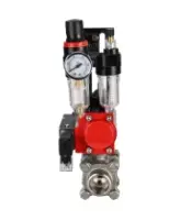 Кран шаровой DN.ru BV3232P(3pc)-FP-W-ISO-H Ду65 Ру25, полнопроходной под приварку, нержавеющая сталь SS316, уплотнение - PTFE, с пневмоприводом PA-DA-083 двойного действия, с пневмораспределителем 4M310-08 AC220V, с БПВ AFC2000