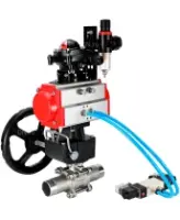 Кран шаровой DN.ru BV3232P(3pc)-FP-W-ISO-H LONG Ду65 Ру25 полнопроход., корпус - нерж.сталь 316, уплотнение - PTFE, под приварку, с пн.приводом PA-DA-083, пн.распределителем 4V320-08 AC220V, редуктором MON2-450-T28-ISO, БКВ APL-210N и БПВ AFC2000