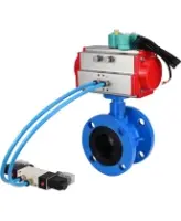 Затвор дисковый поворотный DN.ru WBV1313E-2W-F-H Ду100 Ру16 фланцевый, корпус - чугун GGG40, диск - чугун GGG40, уплотнение - EPDM, с пневмоприводом PA-DA-105, пневмораспределителем 4V320-08 AC220V и магнитным переключателем ALS200D