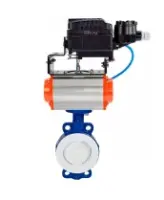 Затвор дисковый поворотный DN.ru WBV3434Pf-2W-Fb-R Ду250 Ру16 корпус - углеродистая сталь WCB, диск - углеродистая сталь WCB, футерованный PTFE, уплотнение - PTFE, с пневмоприводом DN.ru PA-DA-130 и позиционером DN.ru YT-1000RSN без обратной связи